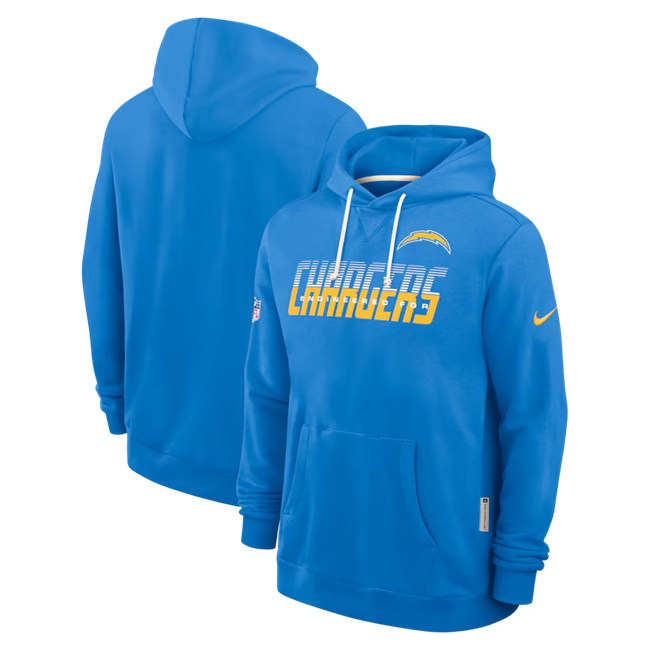 Men's Blue Los Angeles Chargers Powder Sideline Standard Issue Top Prospect Dri-FIT Hoodie